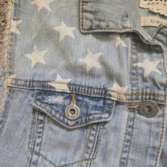 Bullhead Denim Vest with Stars And Stripes Pattern Size Large Slim Fit - Picture 4 of 8